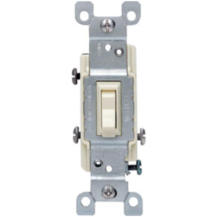 Quickwire Switch with Ground Screw, Residential Grade, 3-Way, 15A, 120V, Push-In and Side Wired, Black