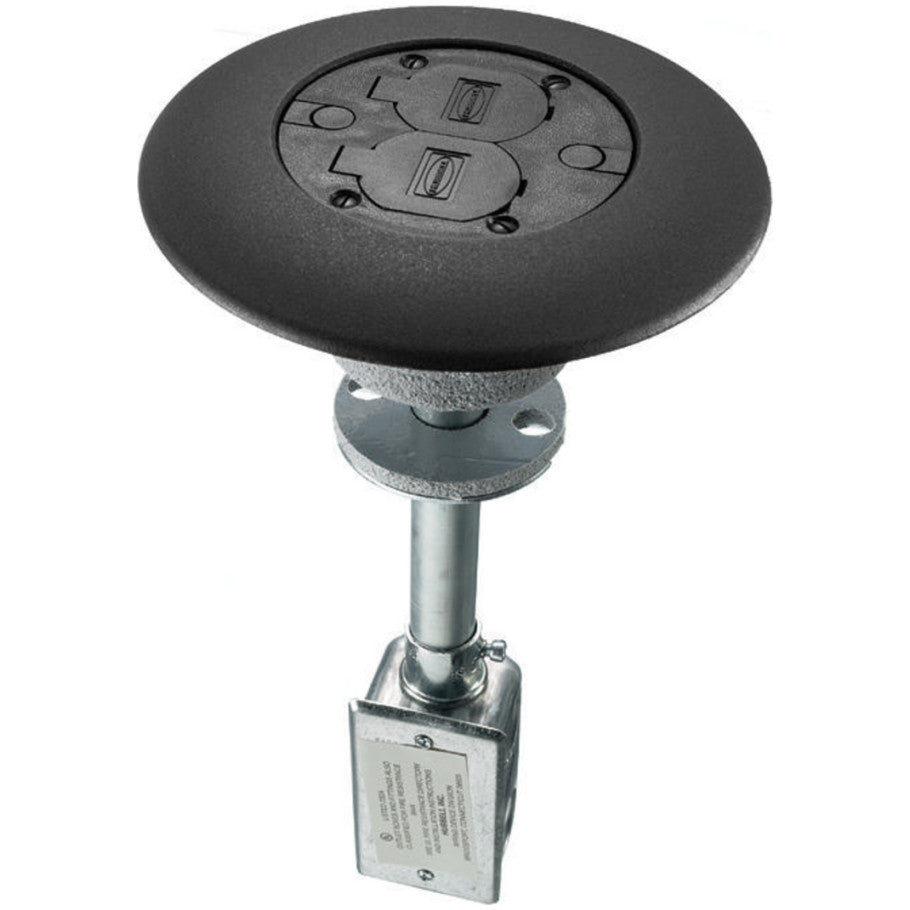 Complete Unit With 20A Duplex, (2) 1/2" Diameter Holes for Low Voltage Wiring, Black