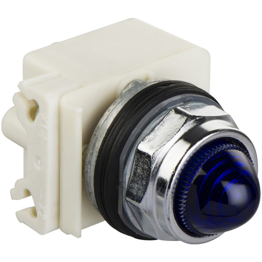 Harmony 9001K Series Pilot Light, Chromium Plated Metal, Type K Option, 30 mm Dia., Blue, 70 H x 54 W x 42 D mm