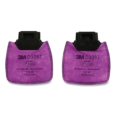 3M D3097 Secure Click HF-800 Series Cartridge/Filter, Particulate Filter, P100 w/Nuisance Level OV Relief, Magenta