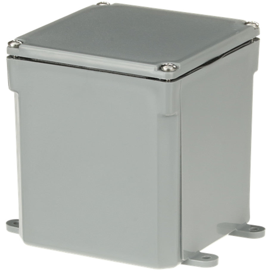 Carlon NEMA Type 6P Junction Box, Foam-in-Place Gasketed Lid, Molded, PVC, 4 x 4 x 4 in.