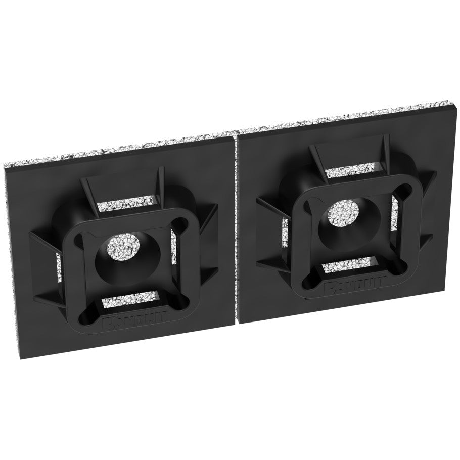 1.00 L x 1.00 in. W 4 Way UV Black Nylon Cable Tie Mount With Acrylic Adhesive (100)