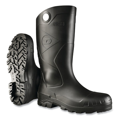 Chesapeake Rubber Boots, Steel Toe, Unisex 7, 14 in Boot, PVC, Black