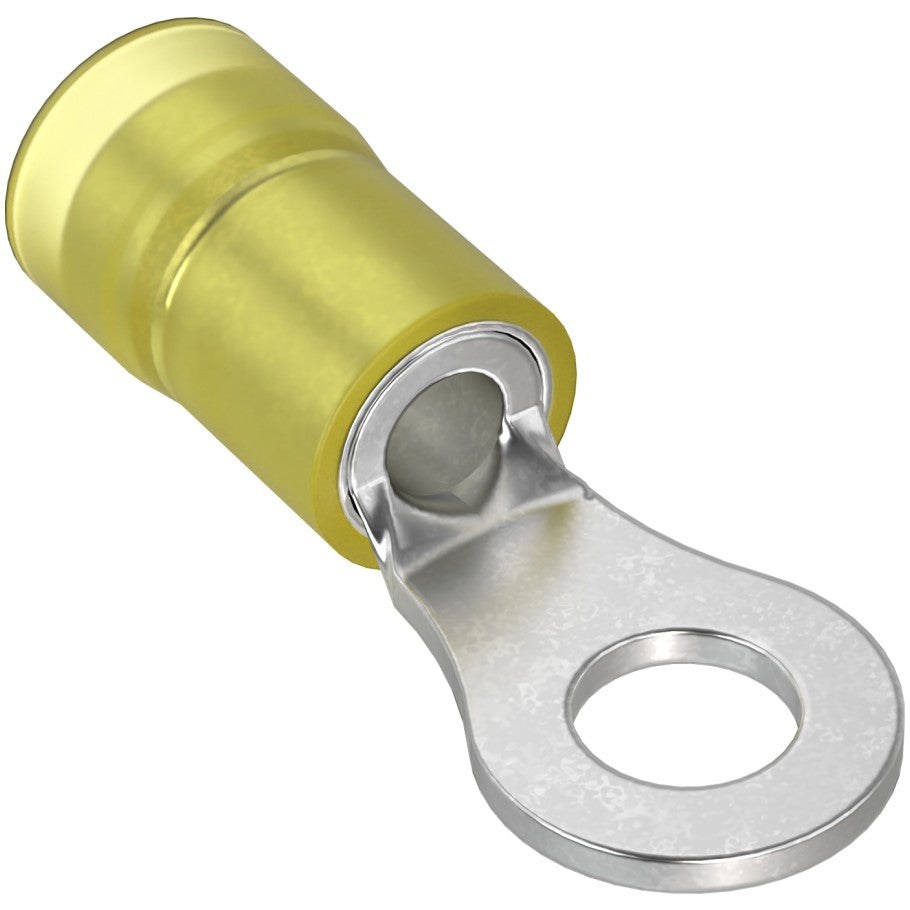Pan-Term PN10-10R-L Ring Terminal, Yellow, Nylon, 10-12 AWG,  10 Stud, PK50