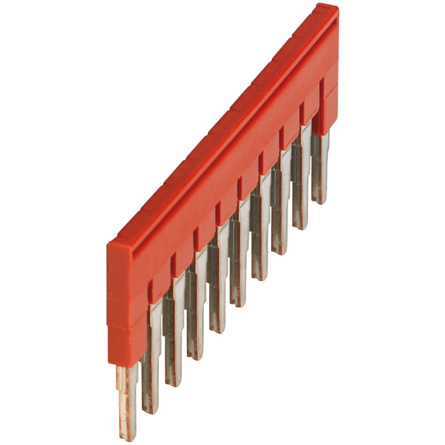 Plug-In Jumper, Use with 4mm Terminal Blocks, Red, 10-Pole