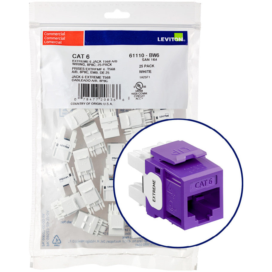 eXtreme Cat 6 Jack, 25 PK, Purple