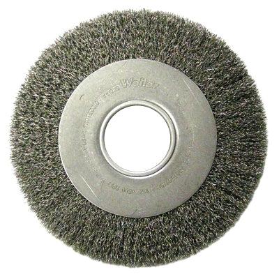 Medium-Face Crimped Wire Wheel, 8 in dia x 1 in W Face, 0.0118 in Steel Wire, 4500 RPM