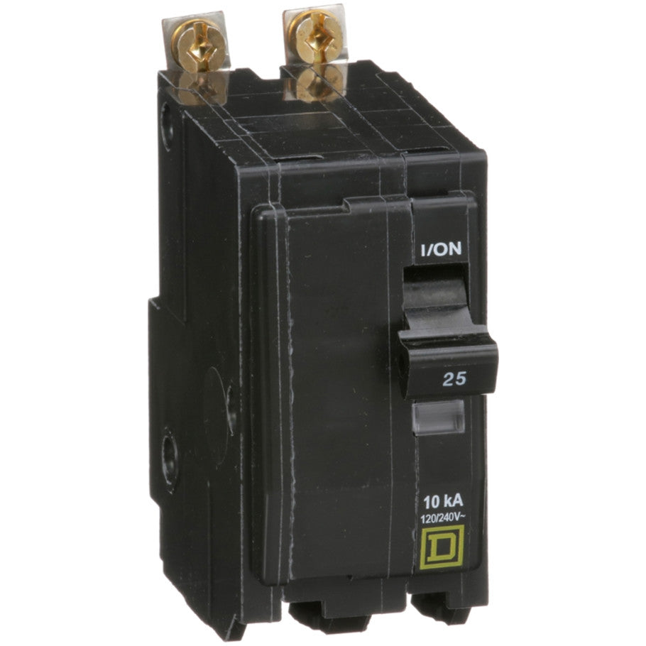 QOB Miniature Circuit Breaker, Bolt On, 2 Pole, 25A, 120/240V, 10kA
