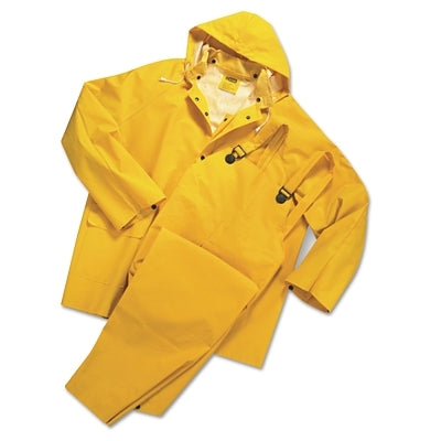 4035 3-Pc Rainsuit, Jacket/Hood/Overalls, 0.35 mm, PVC/Polyester, Yellow, 2X-L