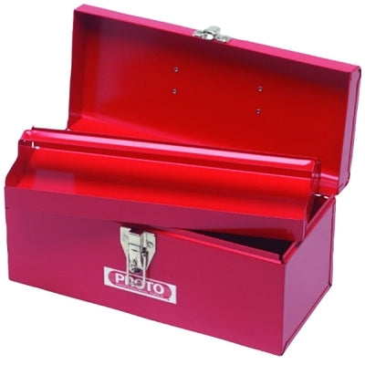 General Purpose Tool Box, Double Latch, 20 in W x 8-1/2 in D x 9-1/2 in H, Steel, Red