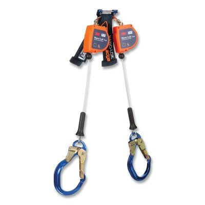 3M 3500277 Nano-Lok Edge Self-Retracting Lifeline, 8 ft, Rebar Snap Lock Hook, 420 lb, 2 Legs, Galvanized Cable