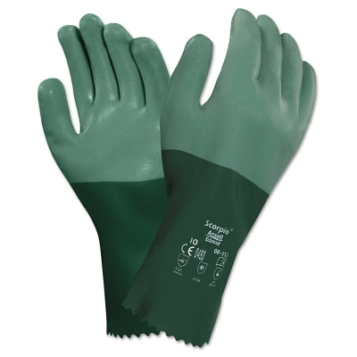 AlphaTec 08-352 Neoprene Coated Gloves, Rough Finish, Size 8, Green