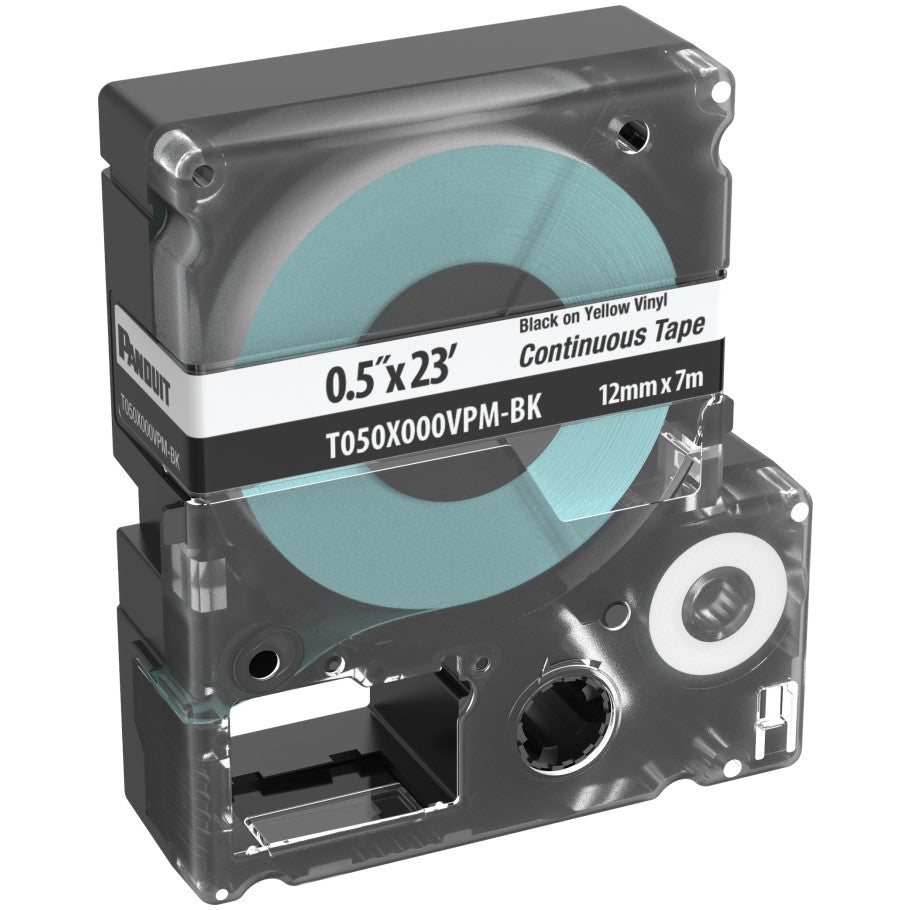 PXE T050X000VPM-BK MP Printer Cont. Tape, Safety   ID, Vinyl, Blk/White, 0.5" W