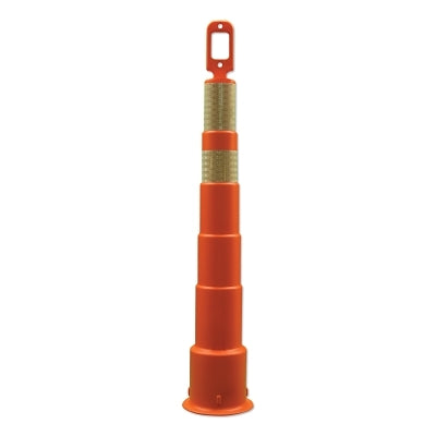 Grip N Go Channelizer Cones, 42 in, 1-4" & 1-6" HI Collars, Polyethylene, Orange