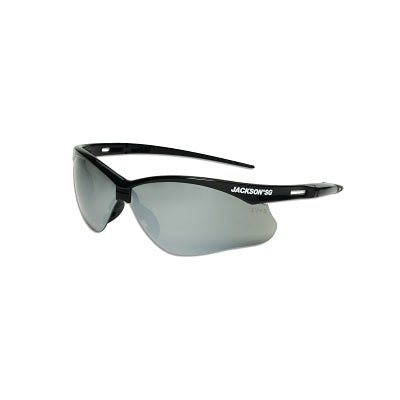 SG Series Safety Glasses, Smoke Mirror Poly Lens, Hardcoat Anti-Scratch, Black Poly Half-Frame