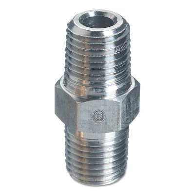 Pipe Thread Hex Nipples, 6000 PSIG, Stainless Steel, 1/4 in NPT Male