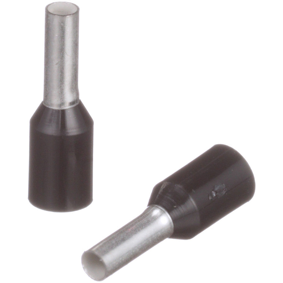 Pan-Term, FSD Series, Single Wire Ferrule, Copper, Tin-Plated, Polypropylene Insulation, 16 AWG, Female, Black, 0.49 in. L