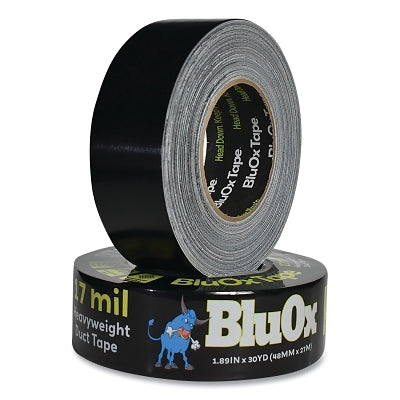 BlueOx Heavyweight Duct Tape, 48 mm W x 27 m L, 17 mil Thick, Black