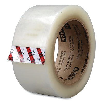 3M 021200-15873 Box Sealing Tape 371, 48 mm x 100 m x 1.8 mil, Clear, 1 RL/RL