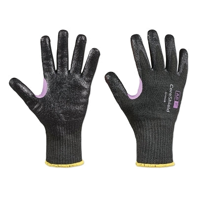 CoreShield A8/F Coated Cut Resistant Gloves, 10/X-Large, HPPE/Kevlar/Alloy, Smooth Nitrile, 10 ga, Black