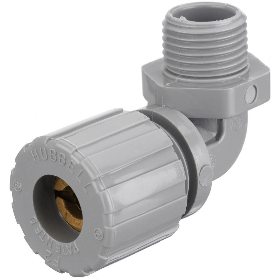 Standard Duty Series, Cord Connector, Nylon, Male, 90 Degree, 1/2 in. Size, 0.13 to 0.19 in. Dia. Cord, Gray/Orange