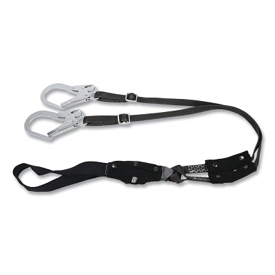 V-SERIES Utility Shock Absorbing Lanyard, 6 ft, Twin, Web Loop/Large Snaphook, Arc Flash, Adjustable, 310 lb