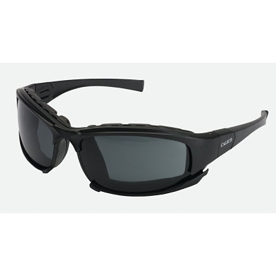 Calico Safety Glasses, Smoke Lens, Polycarb Anti-Scratch Anti-Fog, Black Frame