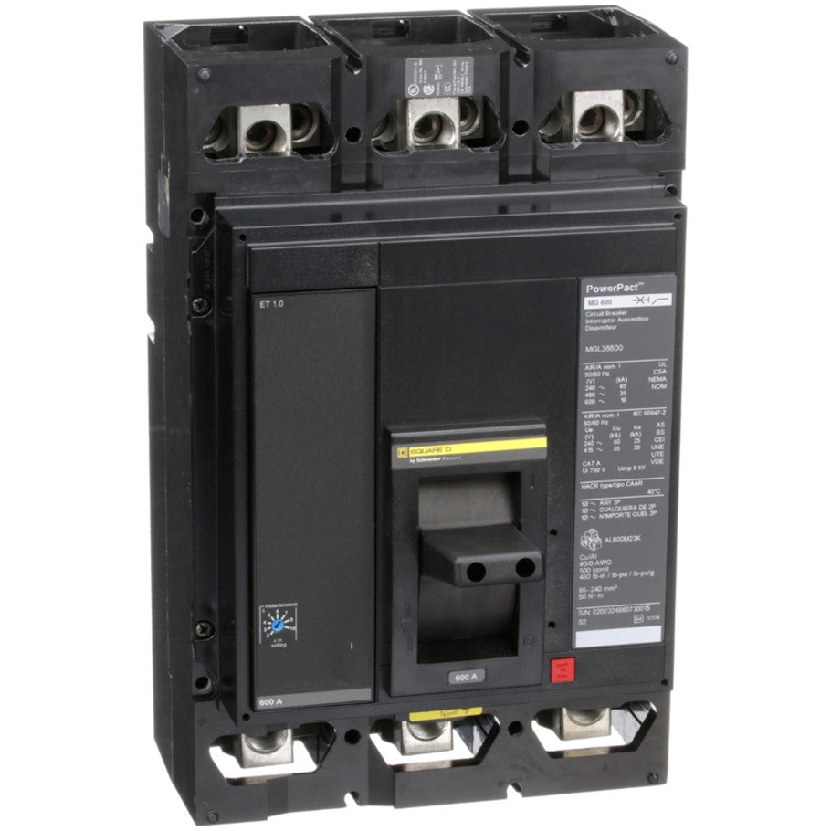 PowerPact Molded Case Circuit Breaker, M-Frame, Thermal Magnetic, Unit Mount, 18kA, 600 Vac, 3-Pole, 600A