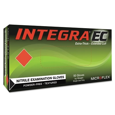 Integra EC N87 Nitrile Powder-Free Disposable Gloves, Textured, 7.9 mil Palm/9.1 mil Finger, X-Large, Blue