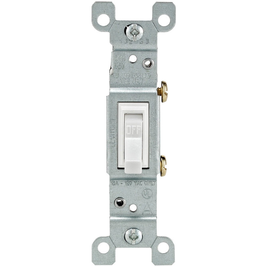 Residential Grade Toggle Framed AC Quiet Switch, 1-Pole, 15A, 120V, Non-Grounding, Quickwire Push-In and Side Wired, White