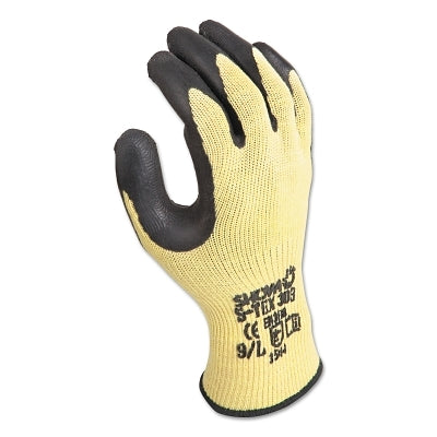 S-TEX 303 Cut Resistant Rubber Palm Coated Gloves, Large, Yellow/Black