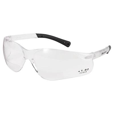 BearKat BK1 Series Bifocal Reader Safety Glasses, Clear Lens, Duramass Hard Coat, Polycarbonate Frame, 1.5 Diopter