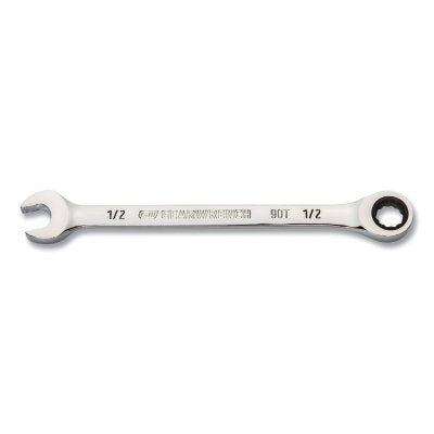 90-Tooth 12 Point Ratcheting Combination Wrench, SAE, 1/2 in