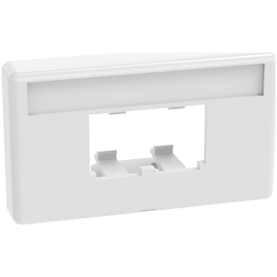 PanNet, Furniture Faceplate, ABS, 2-Port, Label Pocket, White, 1.7 H x 2.9 W x 0.88 D in.