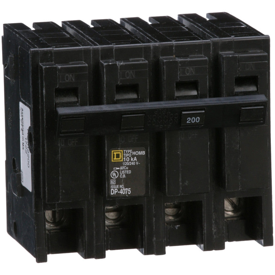 Homeline Circuit Breaker, Plug-In, 10kA, 120/240 Vac-Common Trip, 2-Pole, 200A