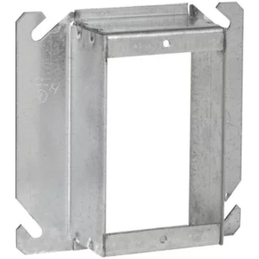 4 in. Square Box Cover, Tile/Brick Wall Use, Steel, 1-Device, 1-1/4 in. Raised