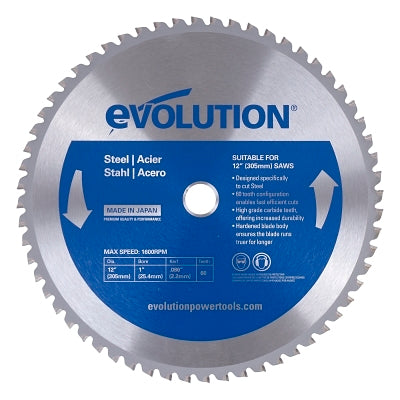 TCT Metal-Cutting Blade, 12 in, 1 in Arbor, 1600 rpm, 60 Teeth