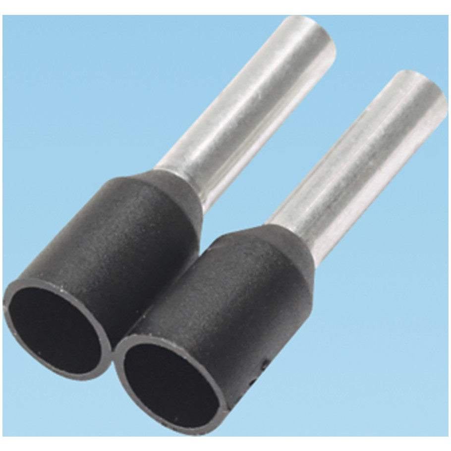 Pan-Term, FSD Series, Single Wire Ferrule, Copper, Tin-Plated, Polypropylene Insulation, 16 AWG, Female, Black, 0.57 in. L