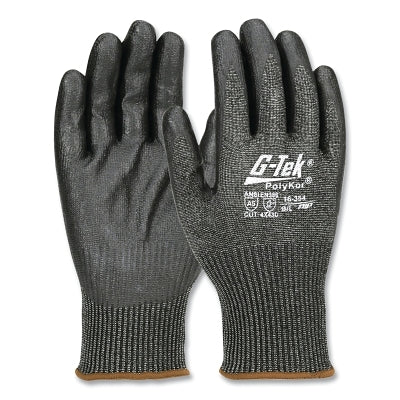 PolyKor Seamless Knit Coated Gloves, Nitrile Foam Grip, Medium, Black