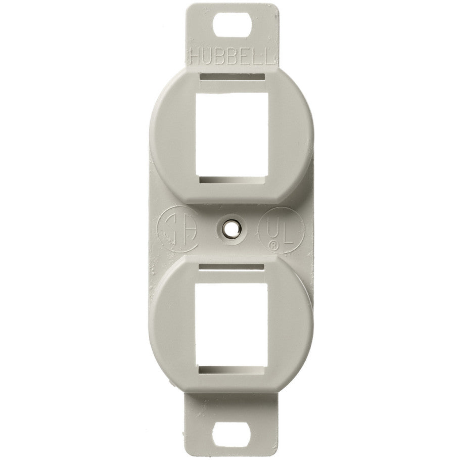 Hubbell Outlet Frame Duplex 106, 2-Port, Flush Mount, Office White