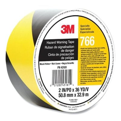 3M 021200-43181 Hazard Marking Vinyl Tape, 2 in x 36 yd, Black/Yellow