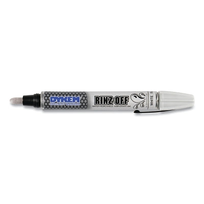 RINZ OFF Water Removable Temporary Marker, White, Broad Threaded Cap