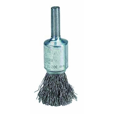 Crimped Wire Solid End Brushes, Brass, 25,000 rpm, 1/2" x 0.005"