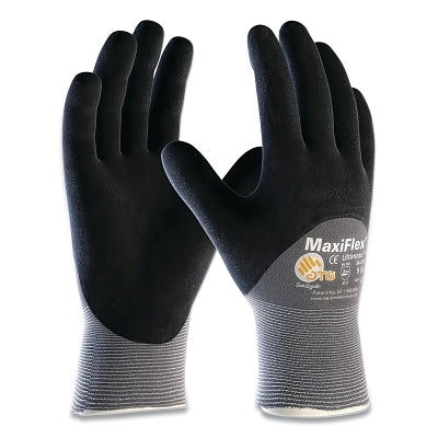 MaxiFlex Ultimate Nitrile Coated Micro-Foam Grip Gloves, Large, Black/Gray, Coated Palm, Fingers and Knuckles