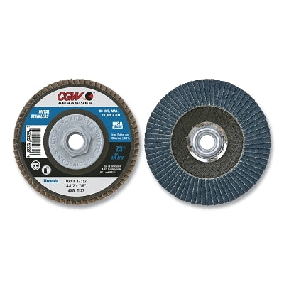 Prem Z3 Reg T29 Flap Disc, 4 1/2",36 Grit,5/8 Arbor, 13,300 rpm