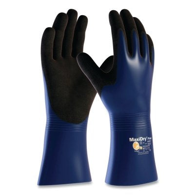 MaxiDry Plus Nitrile Coated Hi-Performance Gloves, Large, Blue/Black