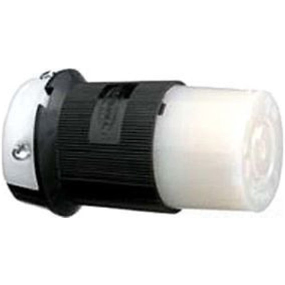 Twist-Lock Locking Connector Body With M20 Modification, 20A, 125V, 2P3W, Black and White