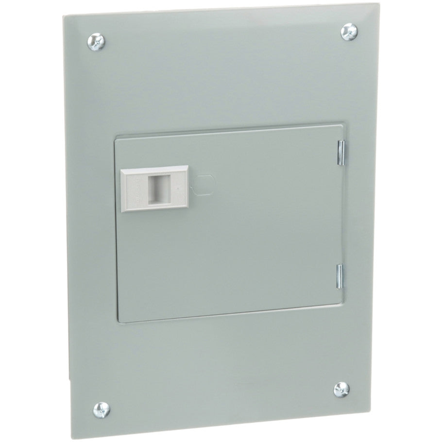 Load center, QO, 1 phase, 8 spaces, 16 circuits, 100A fixed main lugs, NEMA1, door flush cover
