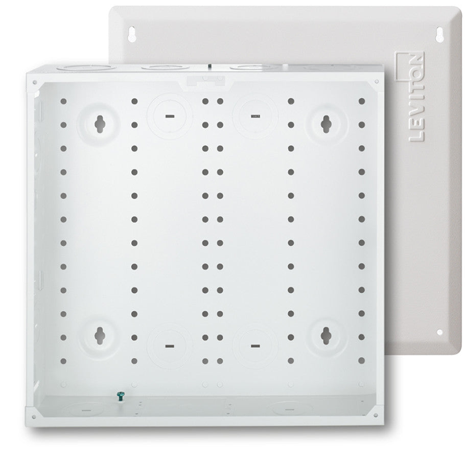 Structured Media Enclosure with Flush Mount Cover, Powder Coated Steel, White, 15.32 H x 15.62 W x 3.68 D in.