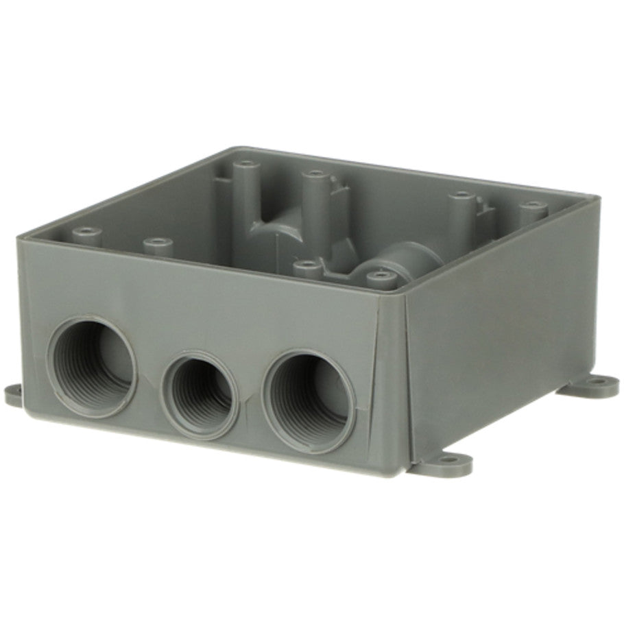2-Gang WP 1/2 Holes, Rectangular T-Box, Grey
